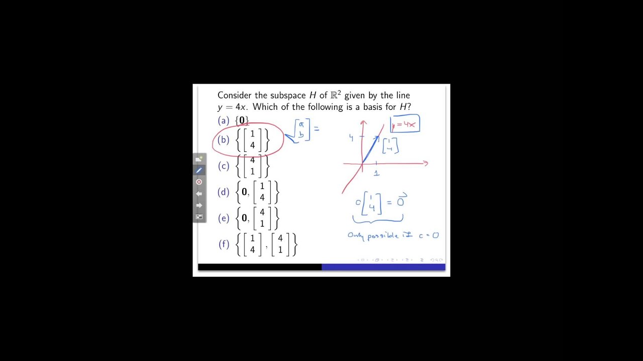 Basis of a subspace: Examples