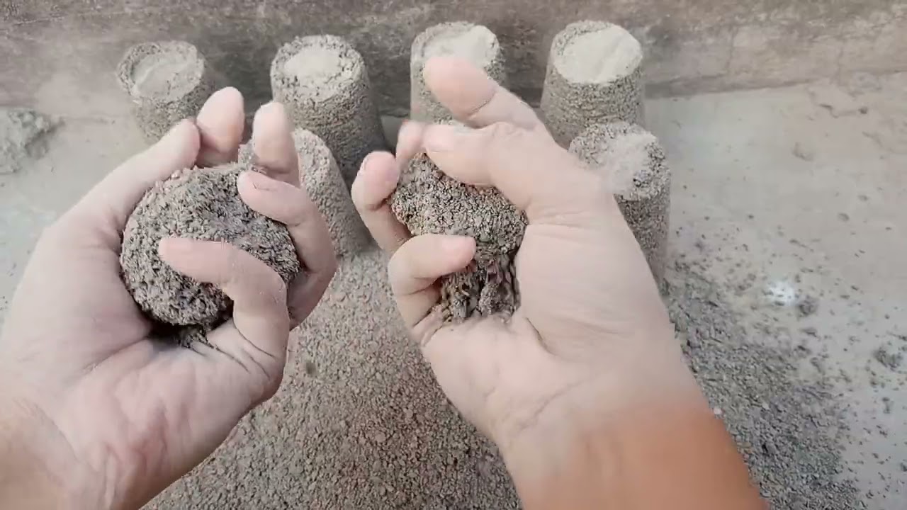 First Video ♥️  Grey concrete dry floor crumbling with dust play satisfying 