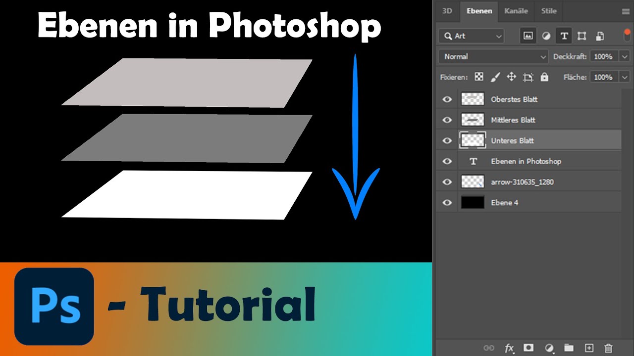 Layers in Photoshop explained simply and quickly - Tutorial [German] [4K]
