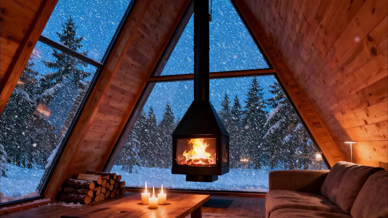This Winter Night Feels So Safe  Cozy Cabin Fireplace