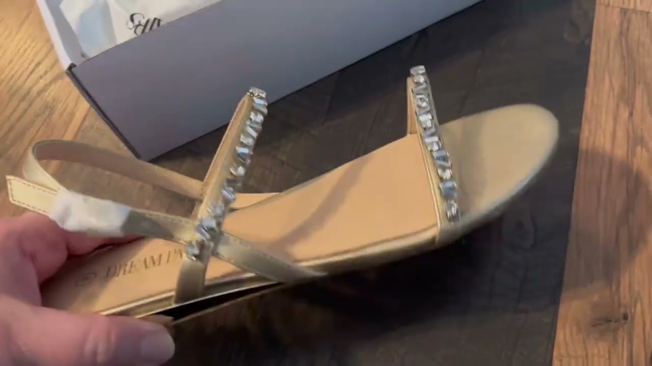 DREAM PAIRS L&auml;ssige, elegante Damen Sommerschuhe mit niedrigem Keilabsatz, s&uuml;&szlig;e Riemchen Strass Sand