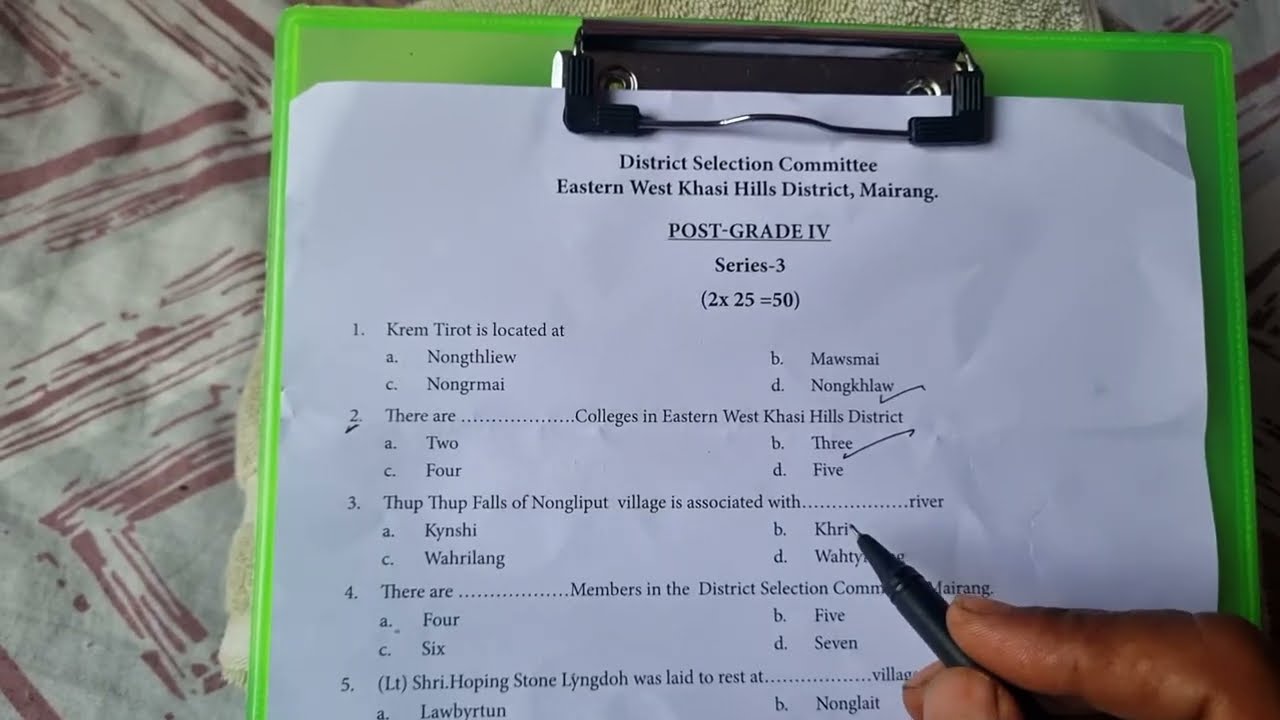 DSC Eastern west khasi hills Grade 4 answer key #DSC #MPSC