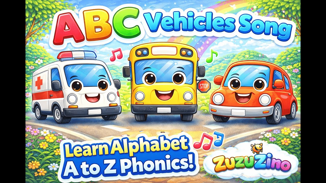 ABC Vehicles Song 🚗🚂 Learn Alphabet A to Z Phonics for Kids