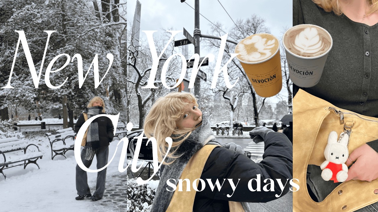 what to do in a New York City blizzard: playing in the snow, people watching, and baking cookies