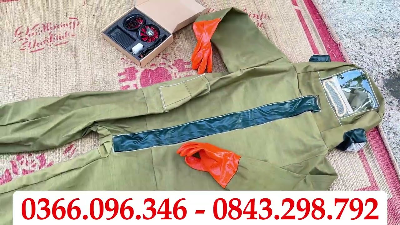 Áo Bắt Ong Vải Bò + Lắp Sẵn Quạt Mới Nhất 2026 | Quần Áo Bắt Ong Hàng Nhập Khẩu - An Toàn Tuyệt Đối.