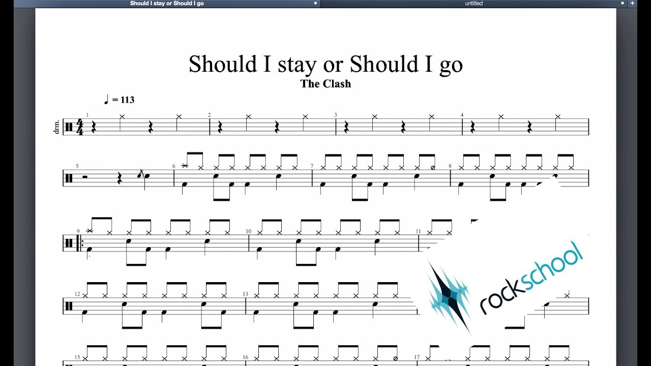 Should I Stay Or Should I Go Hot Rocks Rockschool Grade 2 Drums