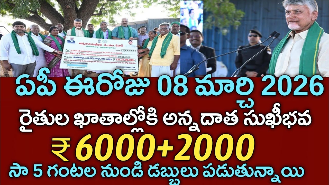 ఏపీ రైతులకు మరో 2 రోజుల్లో ఖాతాల్లోకి అన్నదాత సుఖీభవ 3 వ విడత ₹6000+2000 |Annadata sukibhava status 