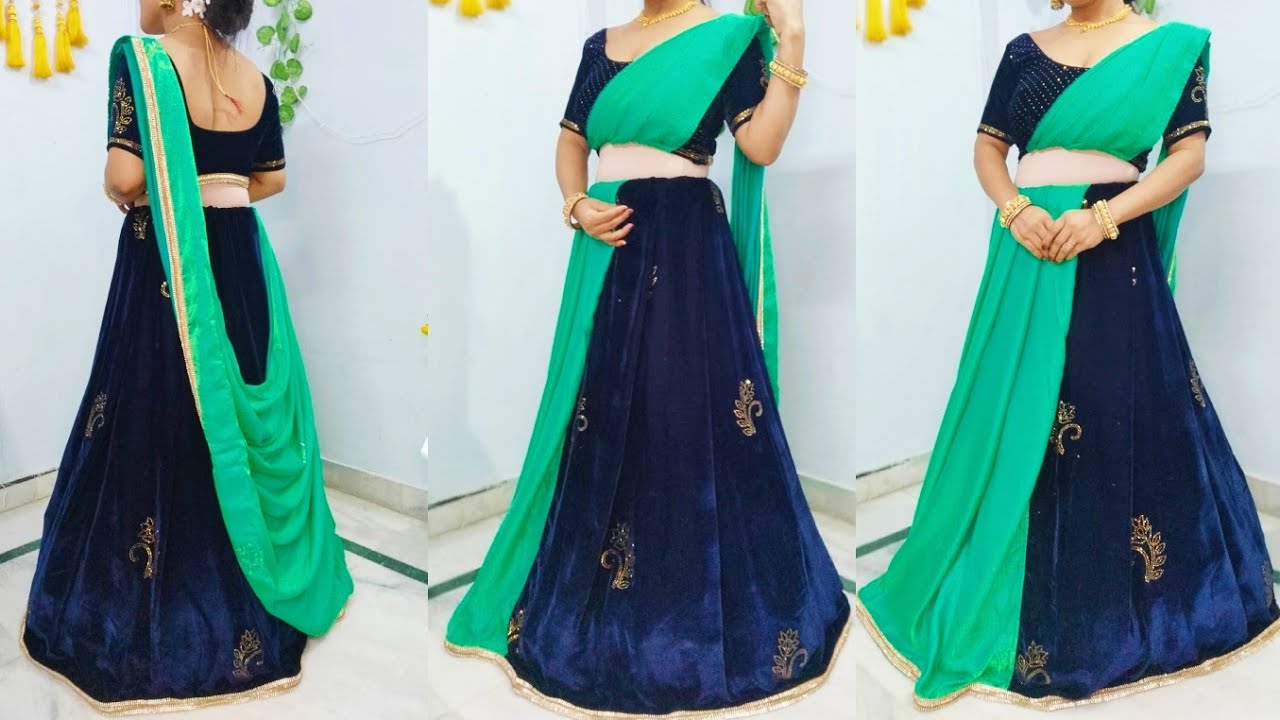 Unique lehenga saree draping style | New style lehenga saree draping | Wedding Saree lehenga draping