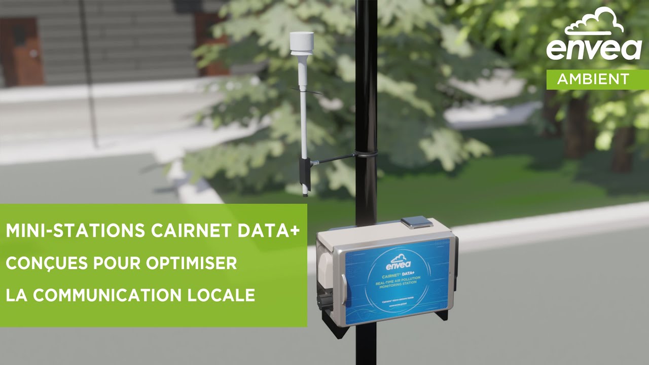 Mini-stations Cairnet DATA+ ENVEA pour la surveillance de la qualité de l'air ambiant.