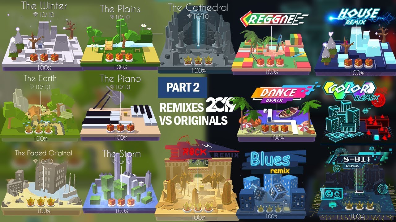 Dancing Line All Original Songs vs Remixes 2019 (Part 2) Faded,Cathedral,Earth,Piano,Plains etc..