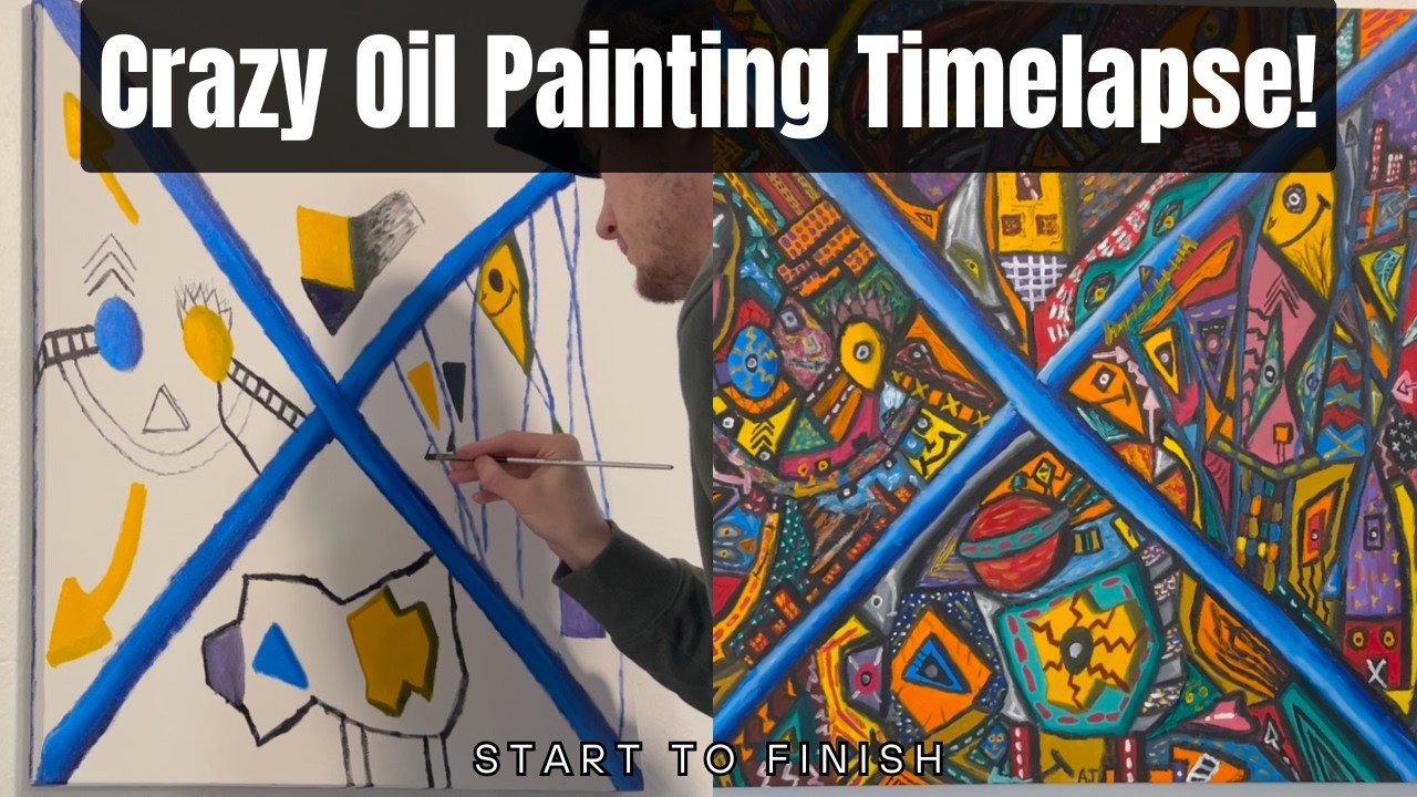 Satisfying Oil Painting Process | Abstract Composition Building in Real Time