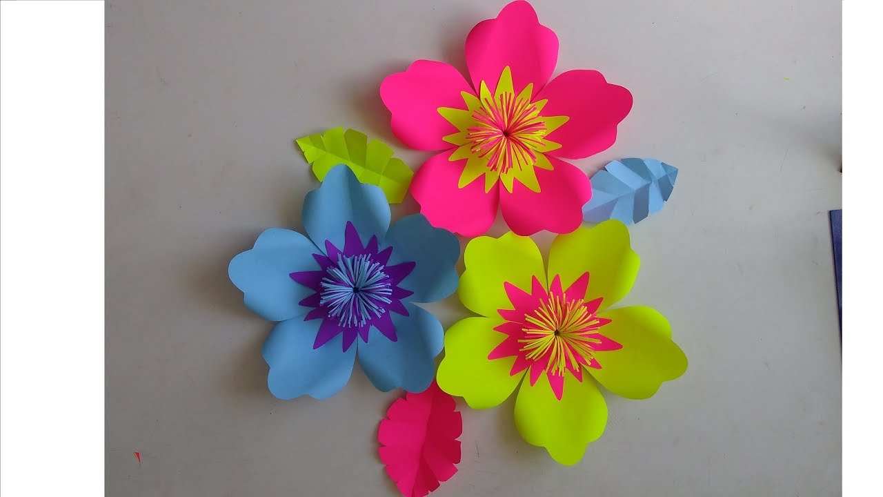COMO FAZER? FLOR DE HIBISCO DE PAPEL PARA FESTA NEON