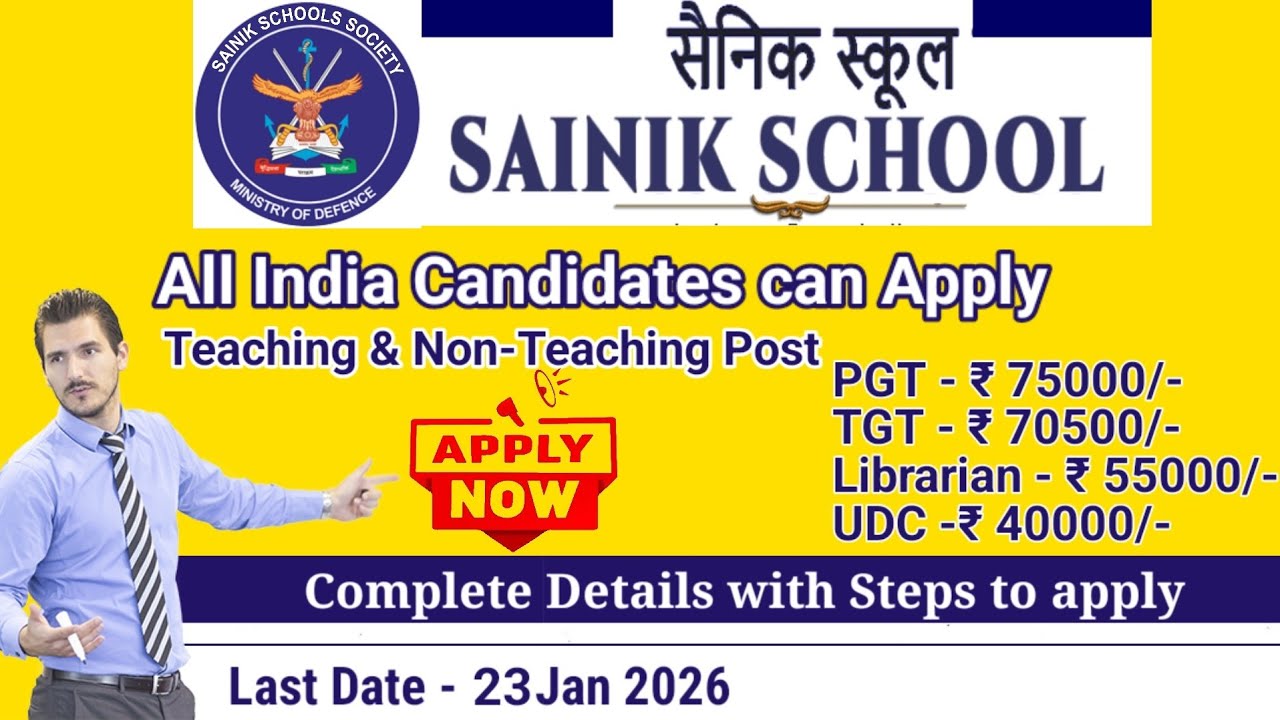Sainik School Teacher Recruitment 2026 #sainikschoolrecruitment #teachervacancy #teacherjob #kvs