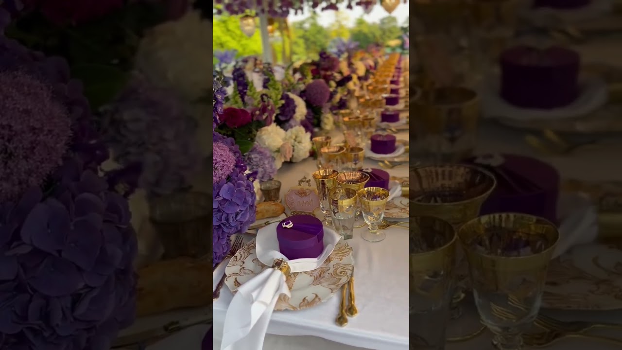 Purple Wedding Decor in Chateau Challain