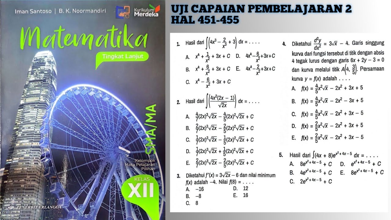 Uji Capaian Pembelajaran 2 hal 451-455 part 1 Matematika Tingkat Lanjut Kelas 12