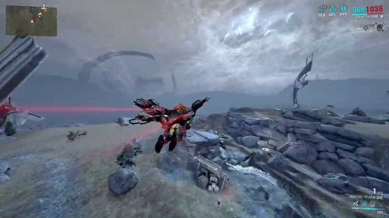 Warframe Уничтожьте турелей Врууш, используя арчвинг, не умерев и не будучи выведенными из строя