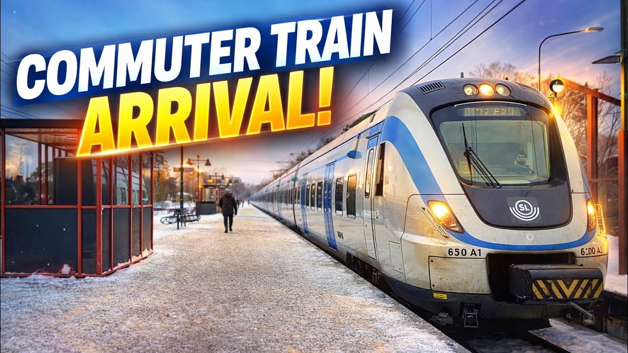 COMMUTER TRAIN ARRIVAL | Snowy Platform & Real Train