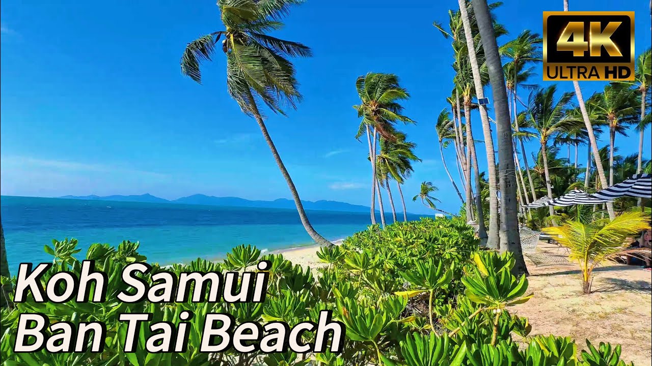 4K Ban Tai Beach Koh Samui Peaceful Paradise from Cape Beach Villas to Park Pho Tak Yao - Beach Walk