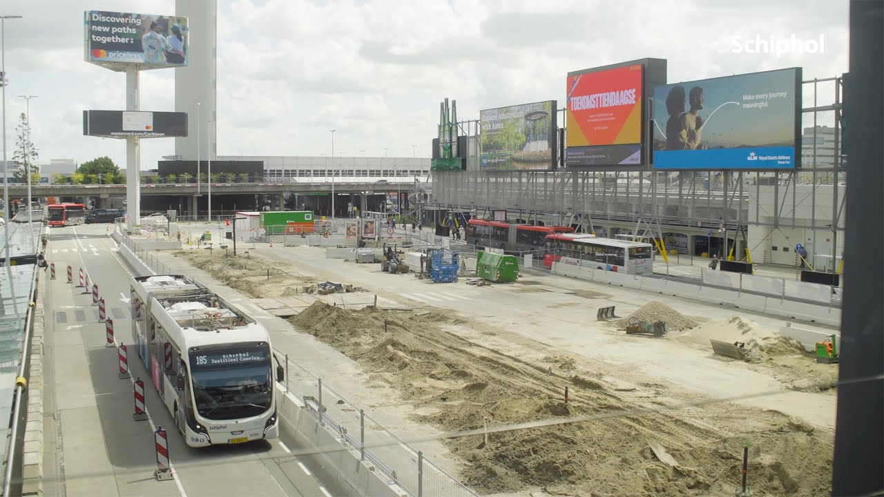 Werkzaamheden aan bus- en treinstation Schiphol 👷