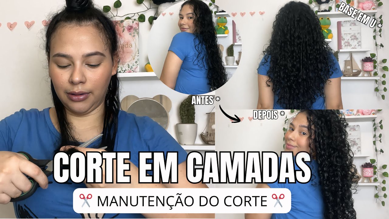 MELHOR CORTE PARA CABELO CACHEADO (manutenção) corte em camadas base e U*