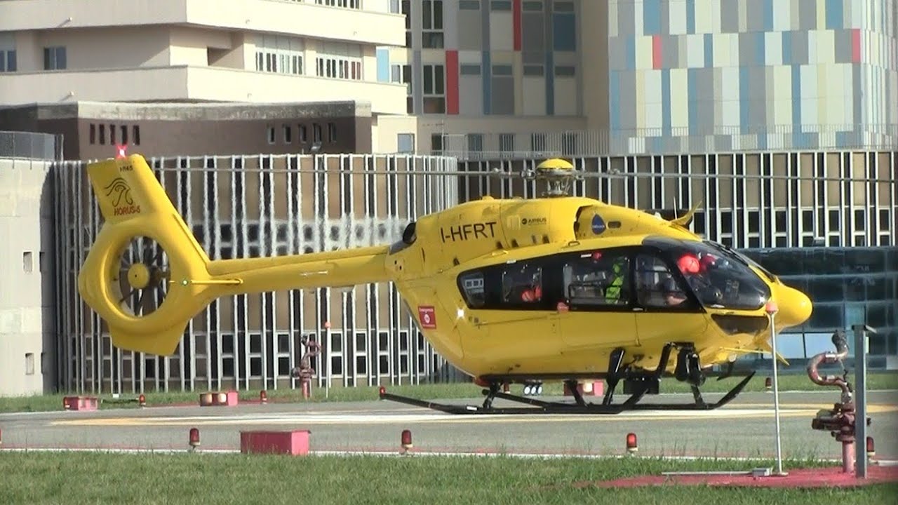 Decollo Elisoccorso Milano I-HFRT dall'ospedale San Gerardo di Monza