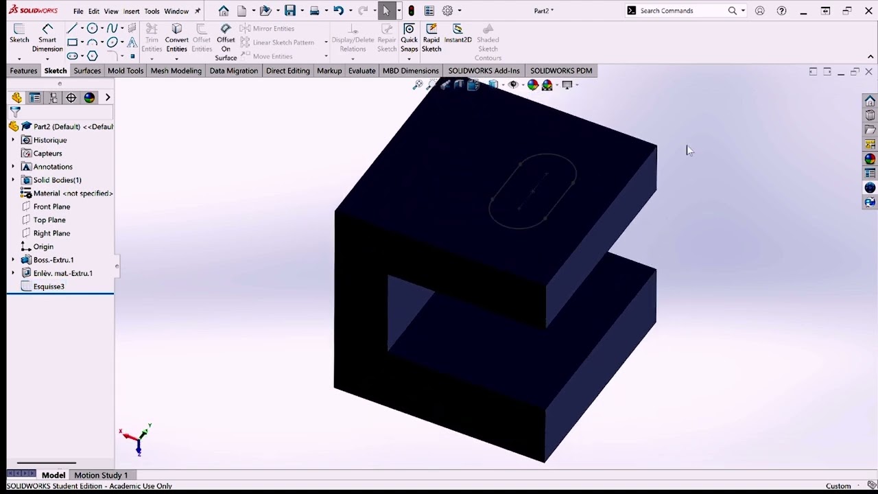 Enlever des la matière sur SolidWorks