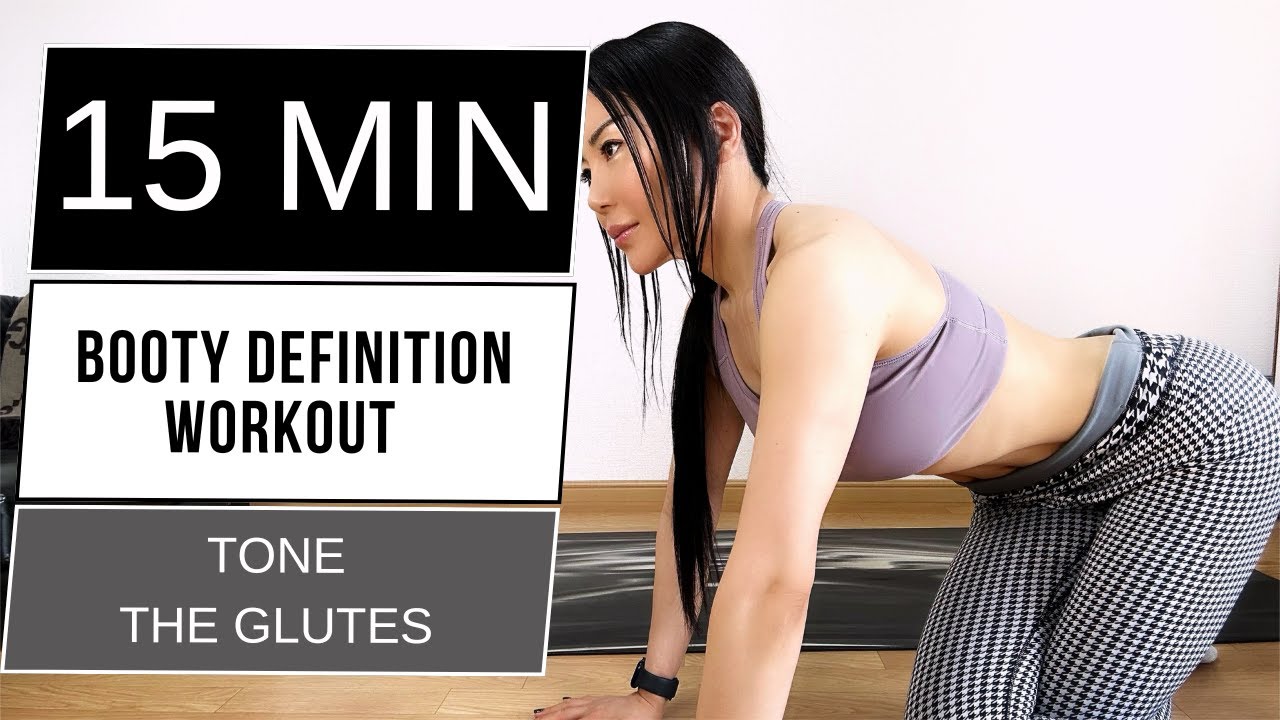🍑15 MIN BOOTY DEFINITION WORKOUT - TONE THE GLUTES, neighbor friendly, perky butt, no equipment