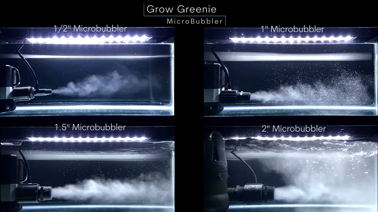 Microbubbler size comparisons | 1/2 inch to 2 inch demo