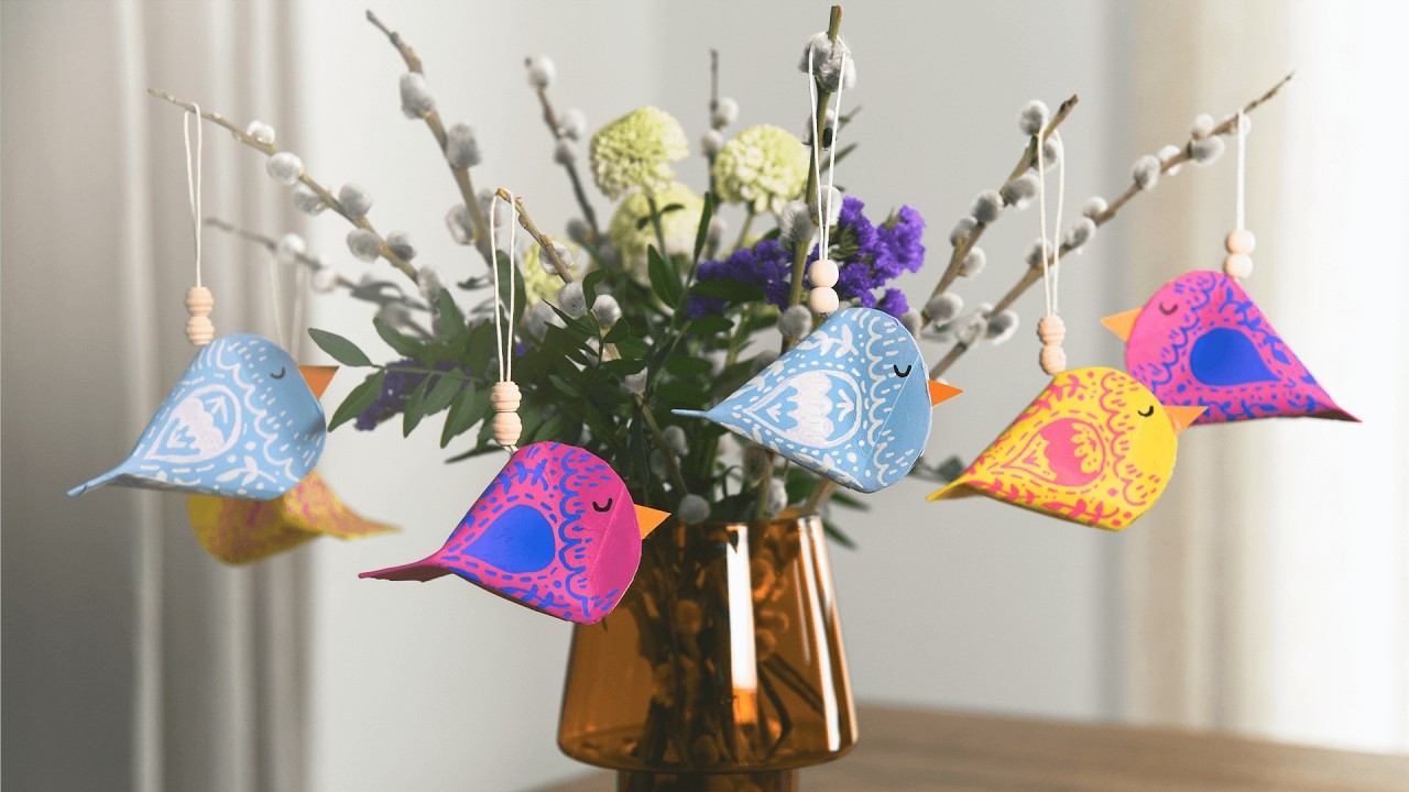 DIY Papierrollen-Vögel | Frühlings- und Osterdeko basteln