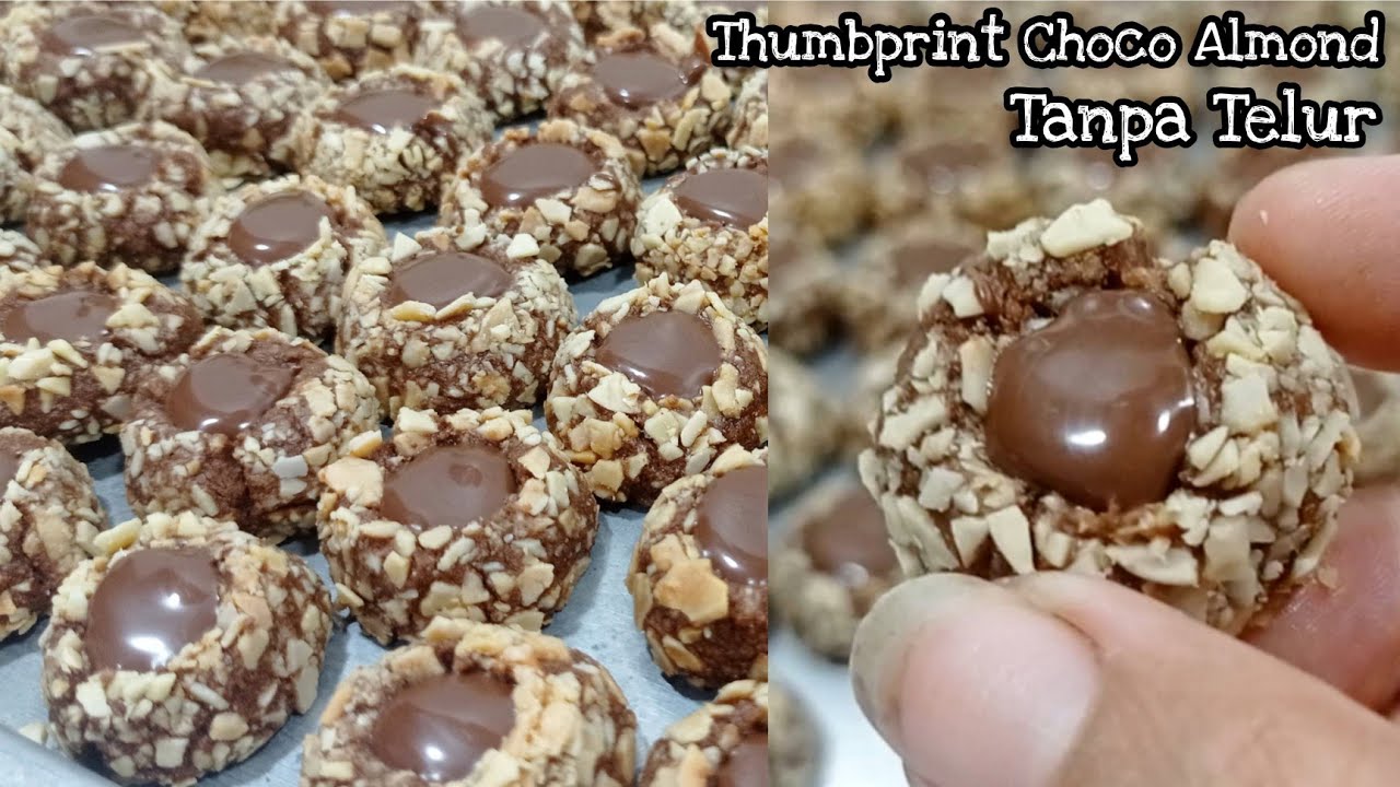 BEST SELLER‼️THUMBPRINT COOKIES DOUBLE CHOCO ALMOND RENYAH TANPA TELUR