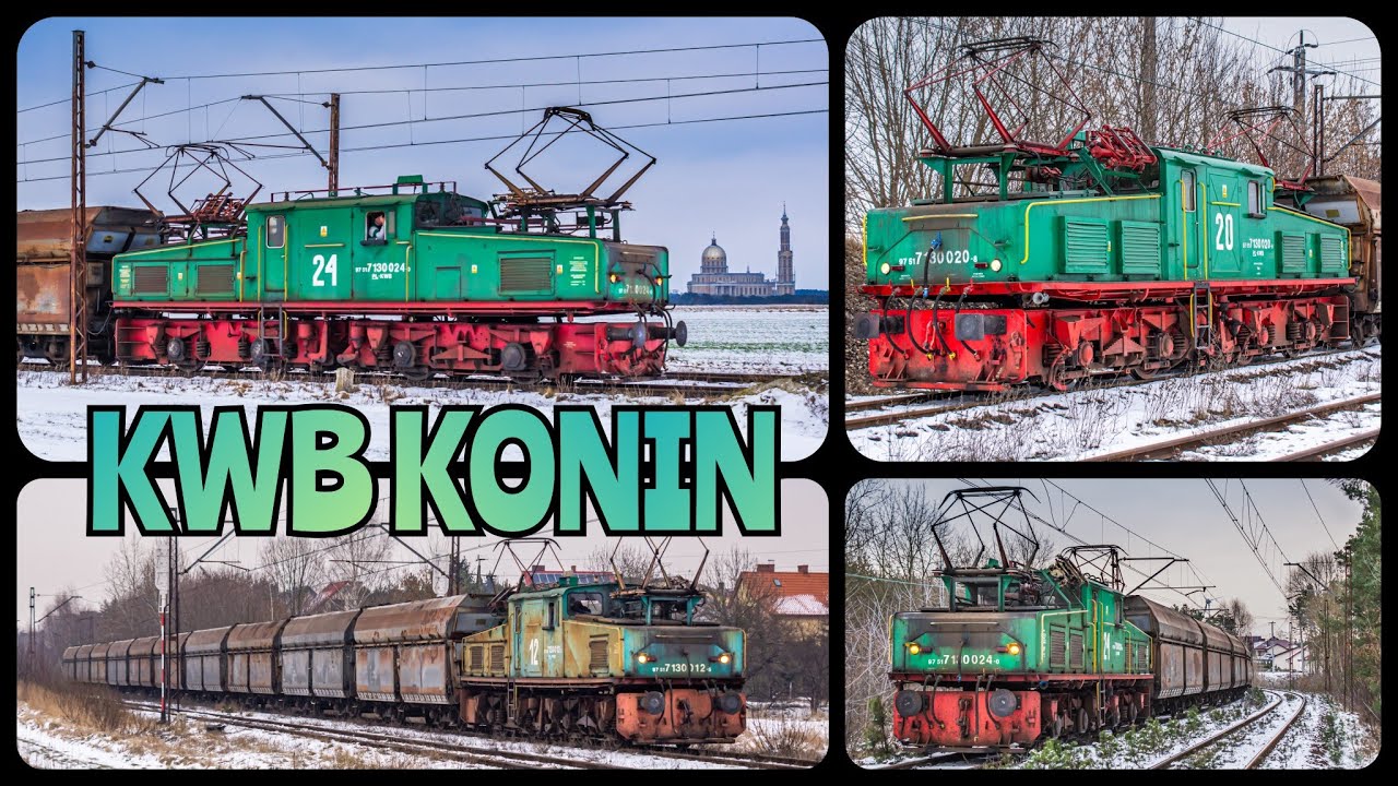 Zima na KWB Konin - Lokomotywy EL2 z pociągami towarowymi
