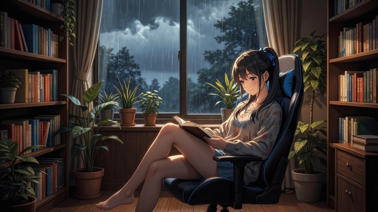 Peaceful Read Relaxing Piano 📖 Cozy Rainy Room Ambience | Study & Sleep Music