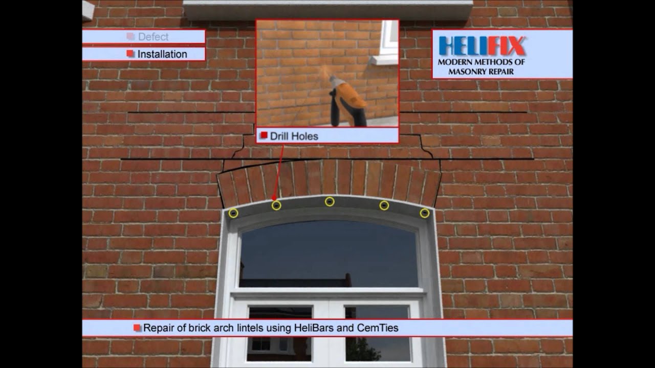 Brick lintel repair using Helifix Helibeam system
