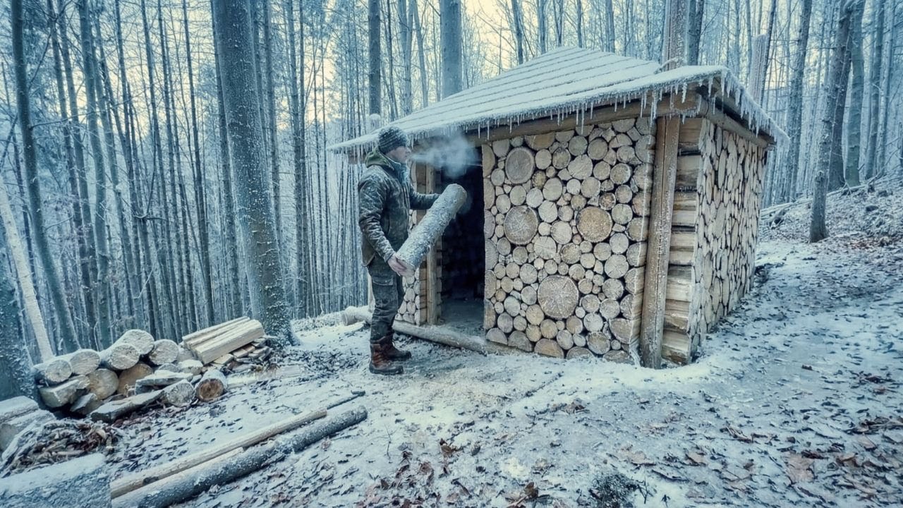 Building a Warm & Cozy Cordwood Cabin | Extreme Cold Weather Survival
