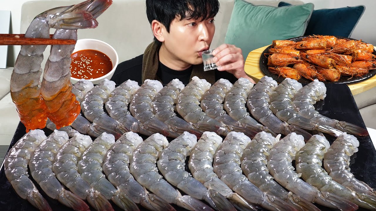 Сырые креветки с хорошей текстурой!🦐 MUKBANG REALSOUND ASMR EATINGSHOW