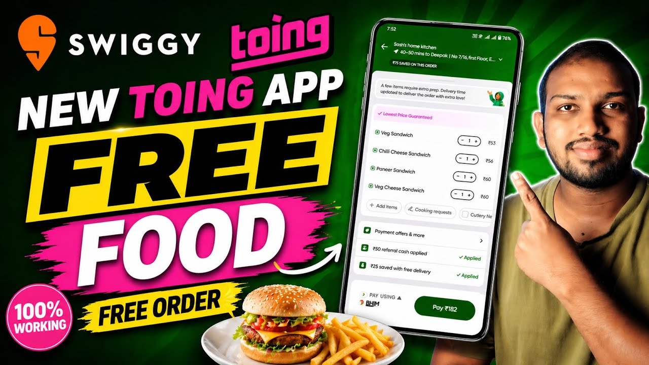 Swiggy FREE FOOD Trick 😱 | New Toing App 2026