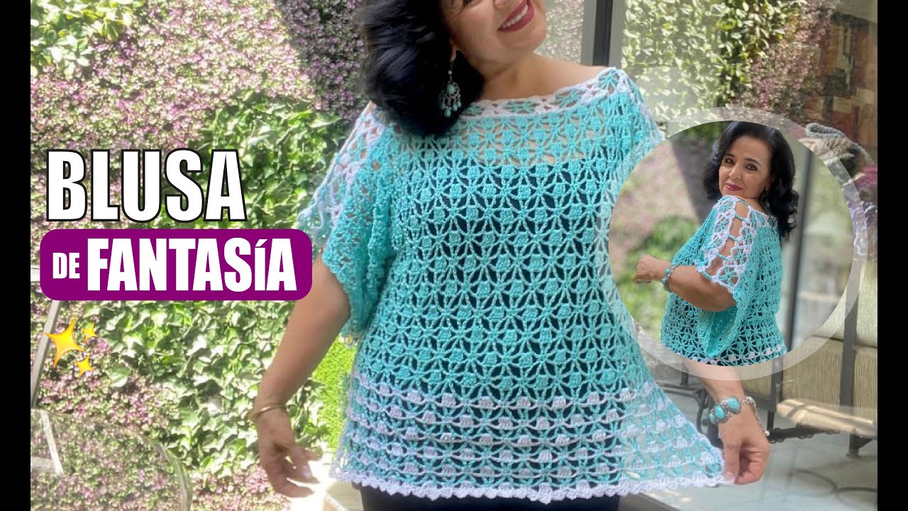 Cómo hacer una BLUSA TEJIDA EN GANCHO CON LA PUNTADA DE FANTASÍA 🎉​ Fácil | Yo Tejo con Laura Cepeda