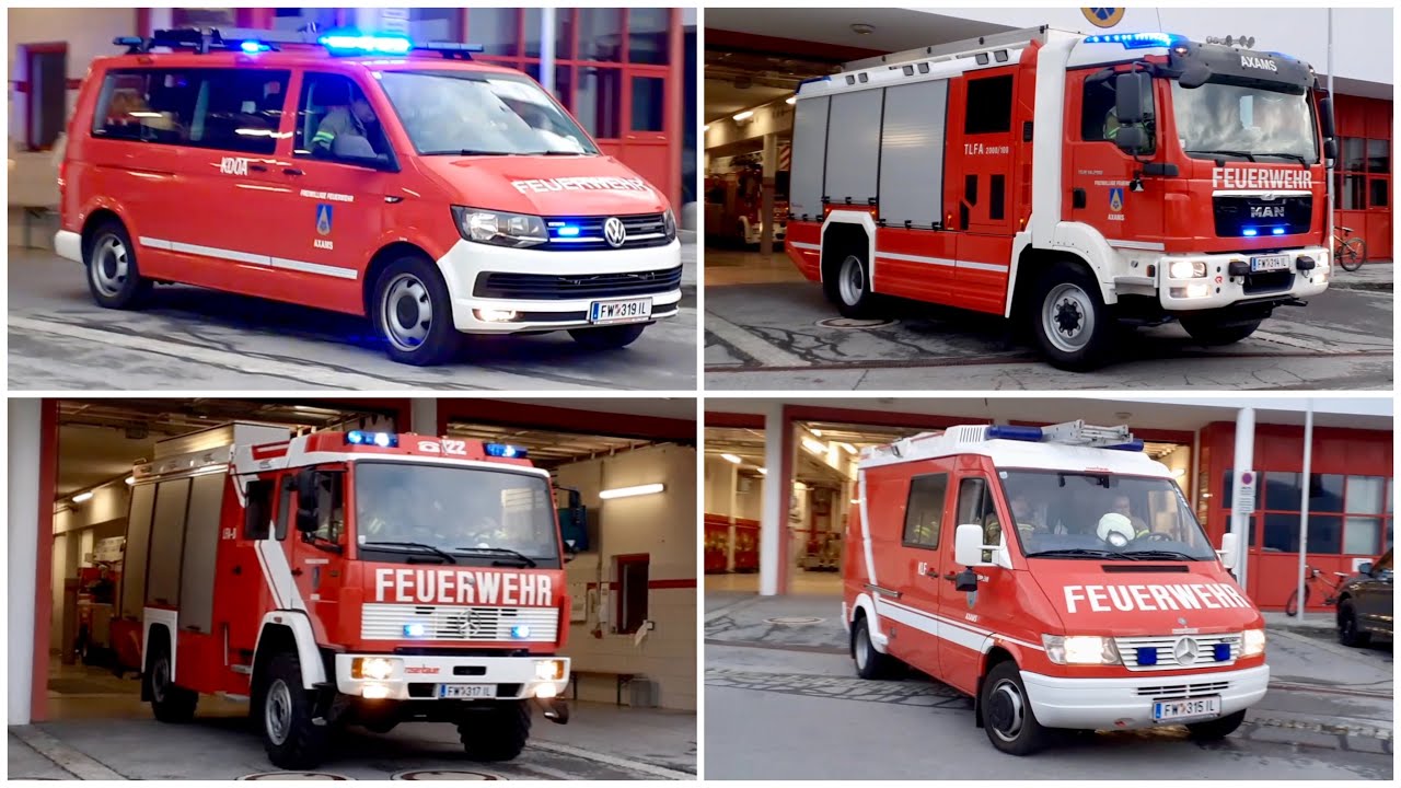 KDO + TLF-A 2000/100 + LFA-B + KLF FF Axams - Einsatzfahrt