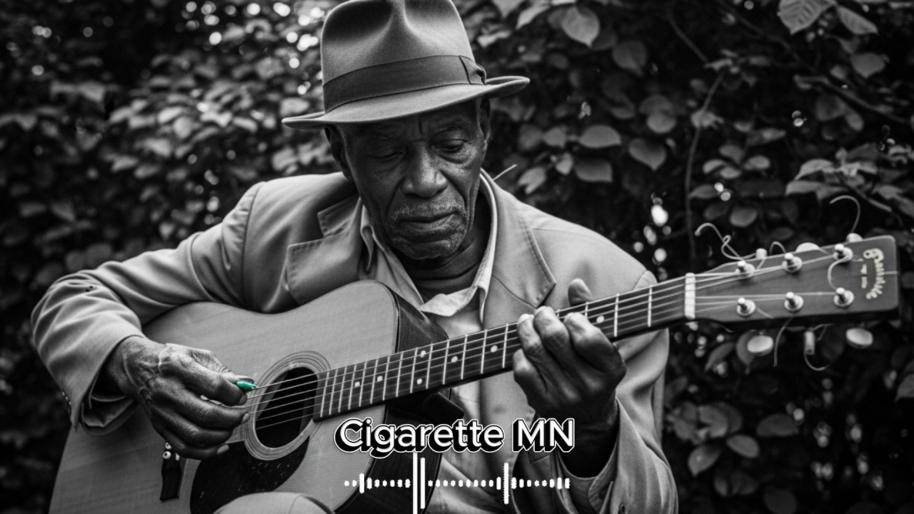 Old Man Playing Soulful Blues Guitar in the Forest