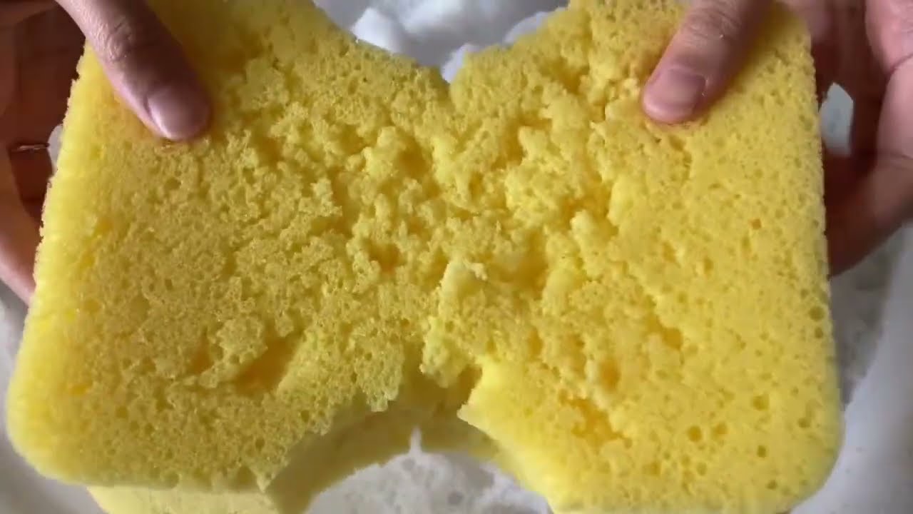 【ASMR】Worn-out sponge &times; Fizzy suds💛🤍ボロボロのクリスピースポンジとシュワシュワ泡でもこもこtime💛🤍ripping✂️