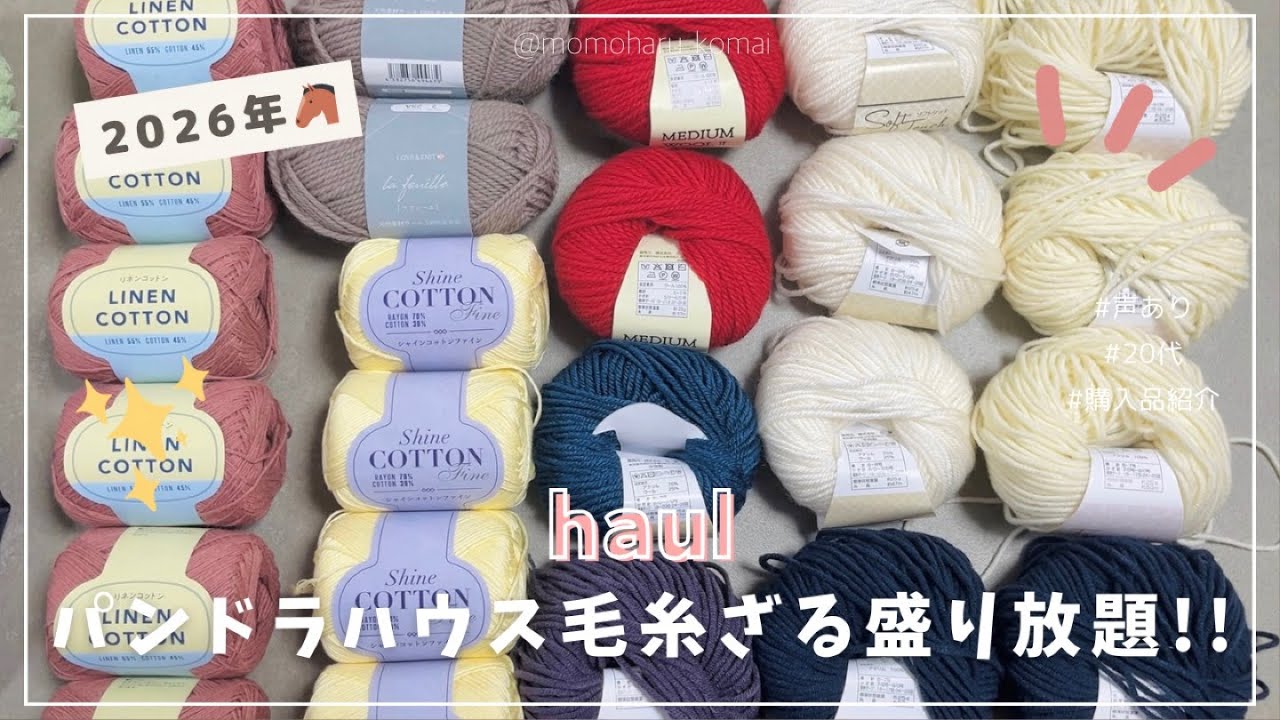 [haul]パンドラハウス1500円毛糸ざる盛り放題結果発表！2026🧶｜購入品紹介｜イオン｜爆買い｜編み物