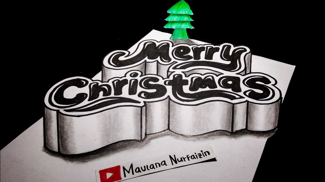 How to draw MERRY CHRISTMAS in 3d