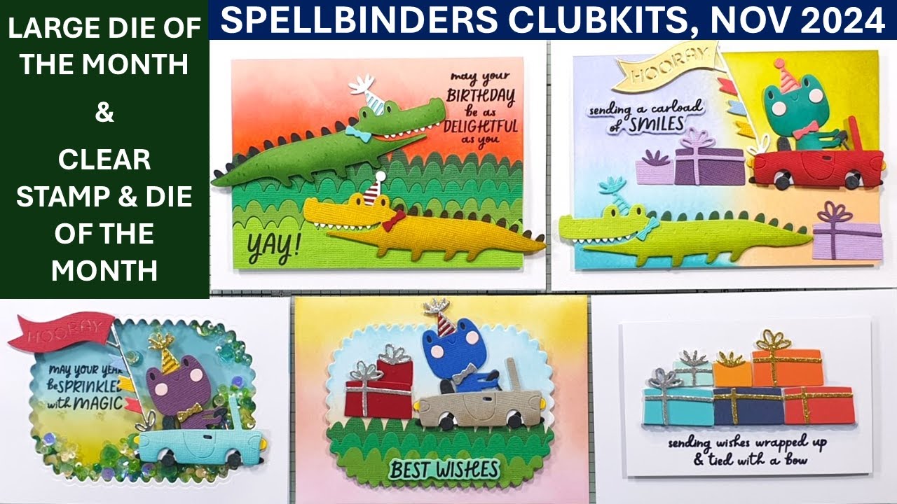 Spellbinders Clubkits Nov 2024 - Large Die of the Month and Clear Stamp & Die | Reverse Die Cutting