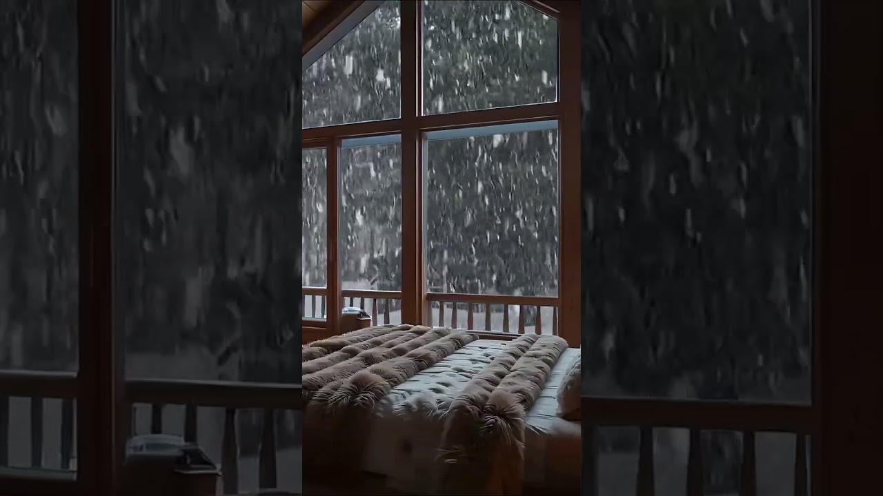 Cozy Winter Cabin Ambience ❄️🔥 ｜ Relaxing Day Snowfall 
