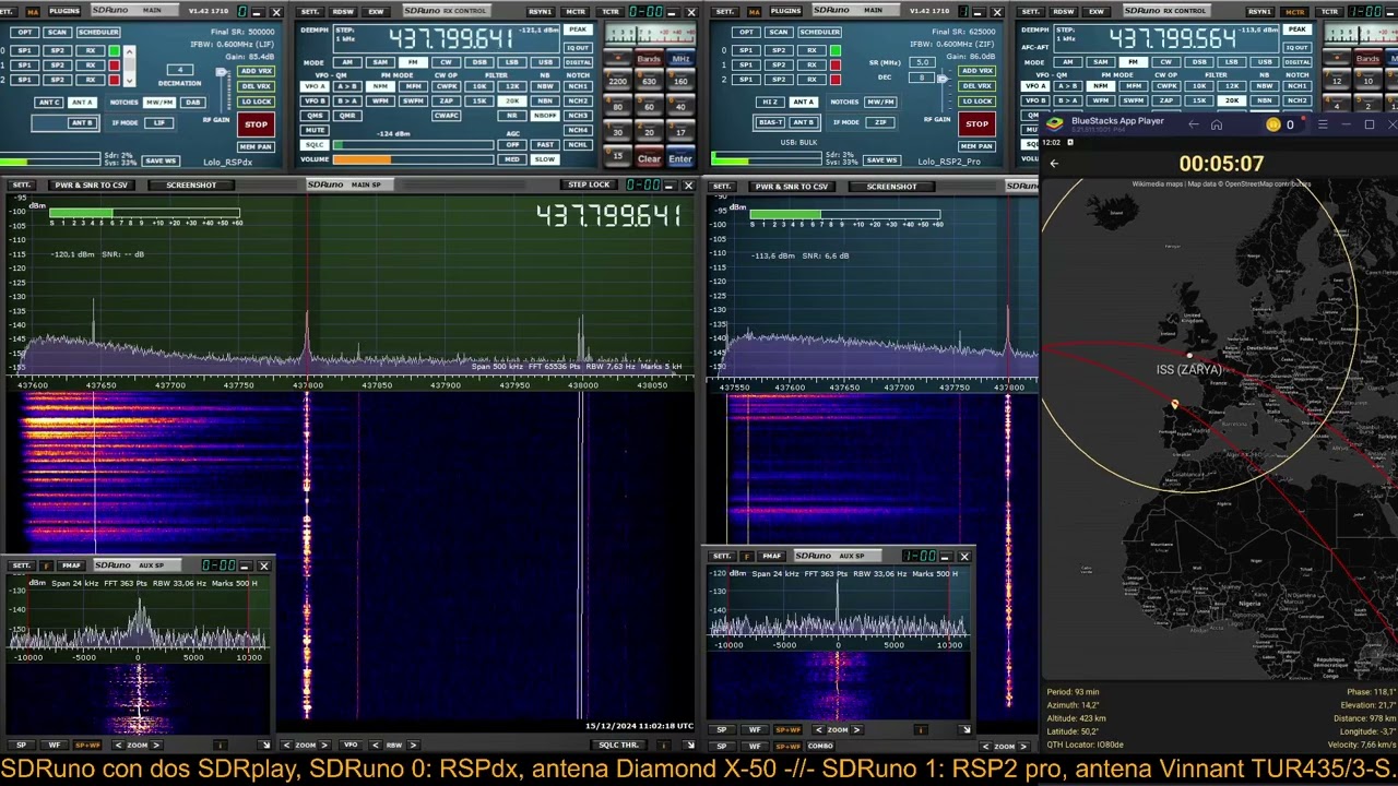 ARISS ISS QSO 437.800 MHZ, comparativa de antenas Diamond X-50 y antena Turnstile Vinnant TUR435/3-S