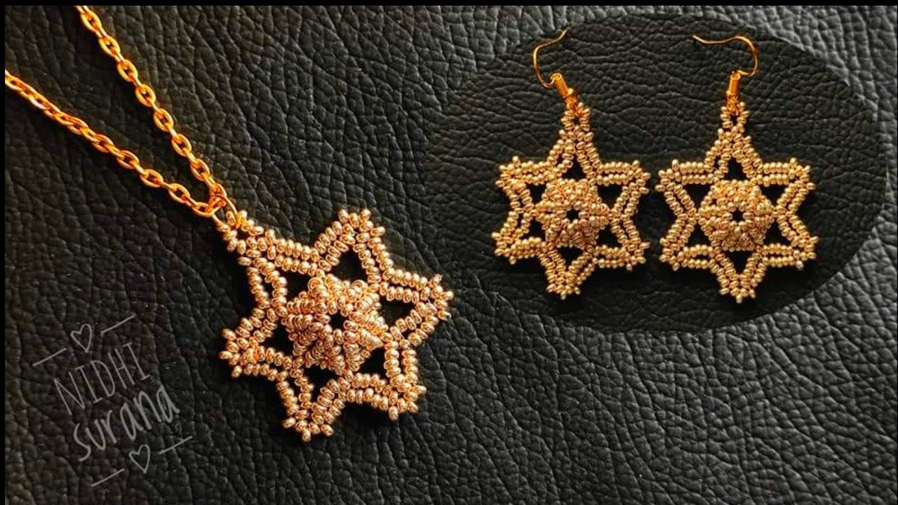 Glittering Starfish Jewellery/Earrings & Pendant/Seed bead jewelry making at home/Tutorial diy