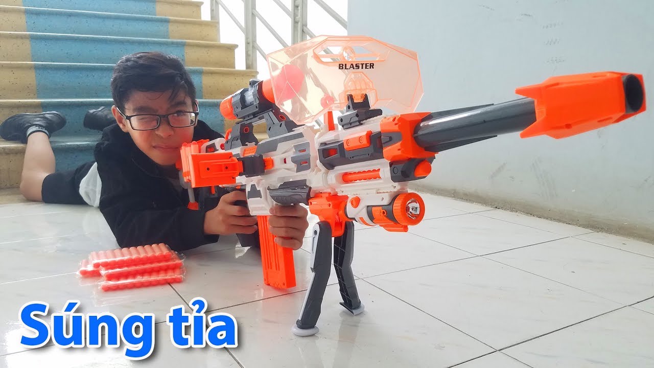 ➤ Review - Súng tỉa bắn đạn Xốp - Soft Gun 6508 - Bắn tự động cực nhanh.