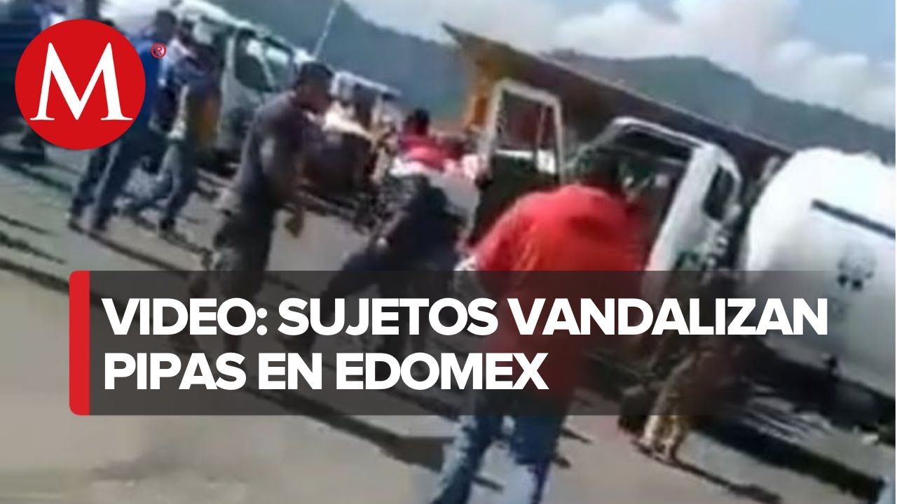 Gaseros causan destrozos a tres pipas por un pleito de precios en Huixquilucan, Edomex