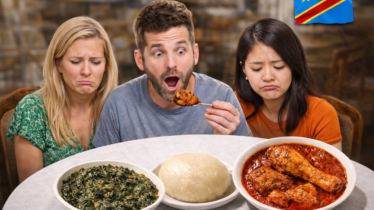Foreigners Reactions to Eating Congolese Local Food 🇨🇩| Travel Experience Congo