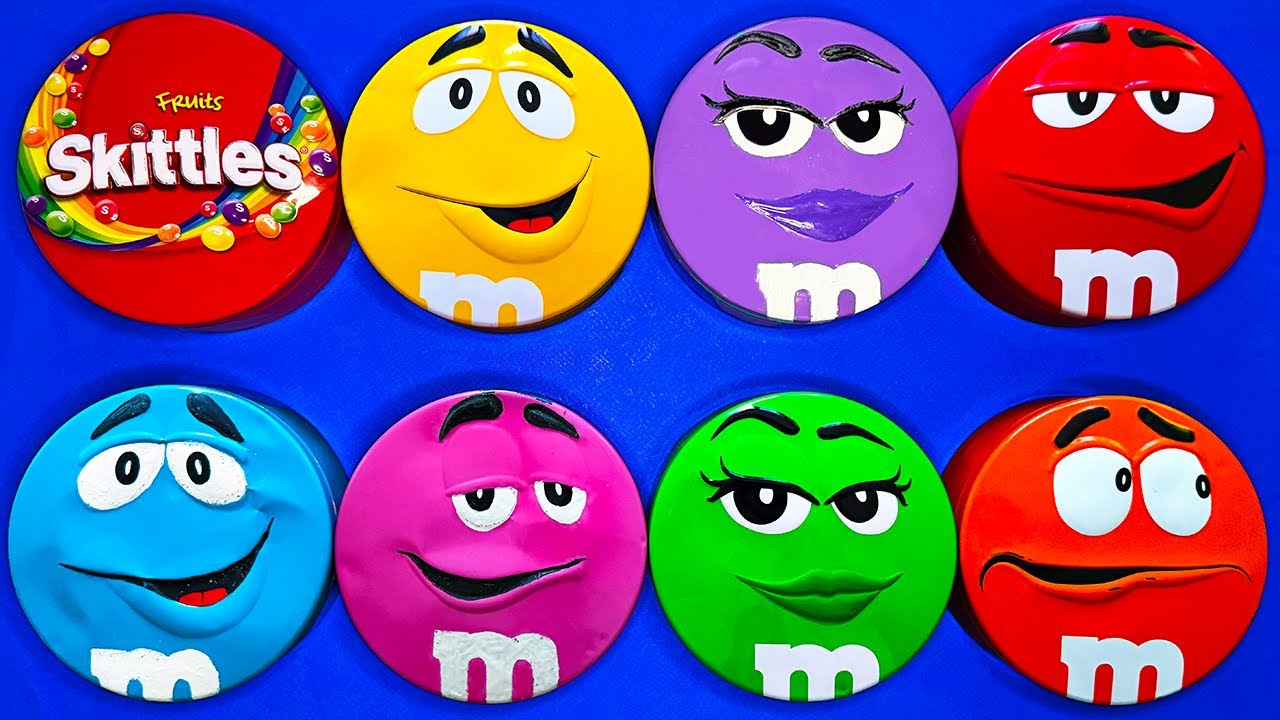 Satisfying Video | Fresh Unpacking Brilliant Tins with Colorful M&M'S and Yummy Skittles Candy ASMR